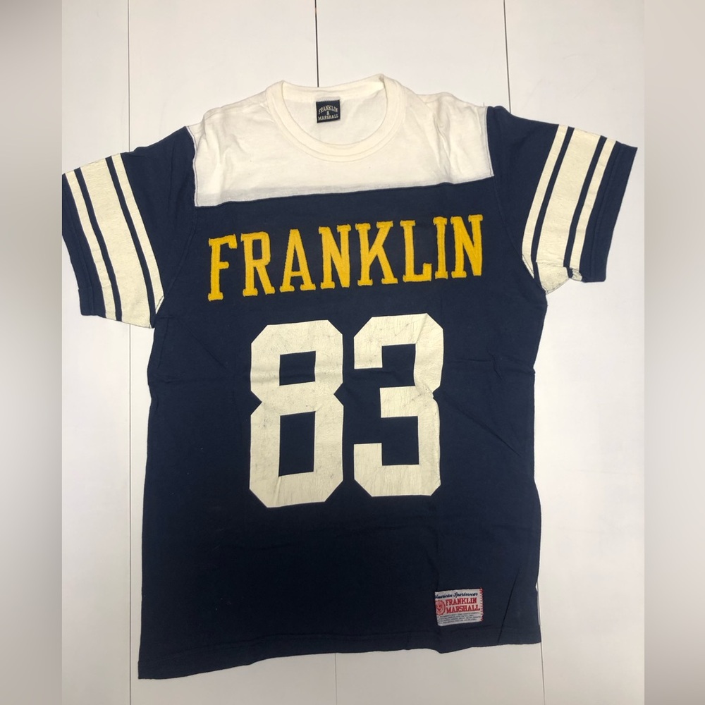 Franklin & Marshall Blue and White football inspired t-shirt